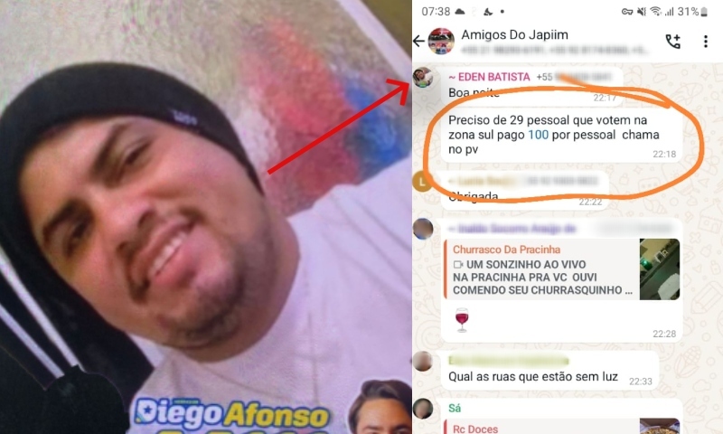 Compra de voto: cabo eleitoral de Diego Afonso oferece dinheiro em grupos de Whatsapp; ouça os áudios