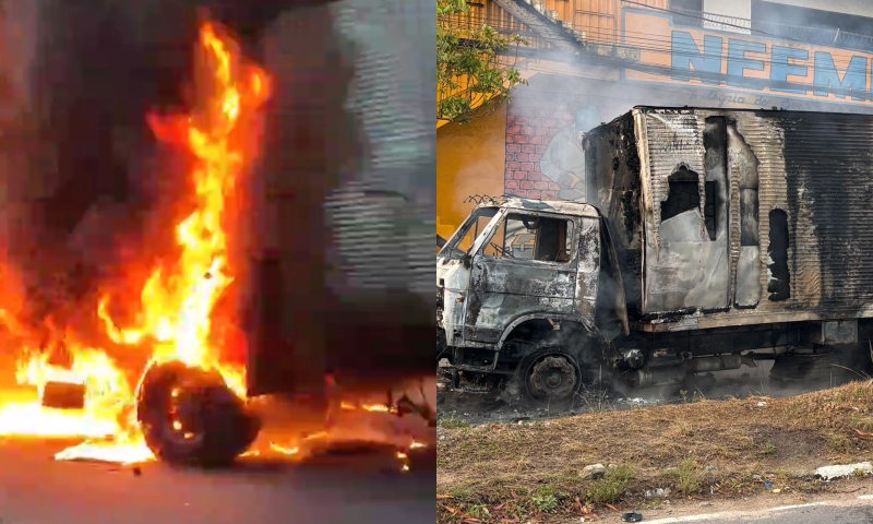 Perda total: grave ac1dente incendeia caminhão e deixa homem fer1do, em Manaus; veja vídeos