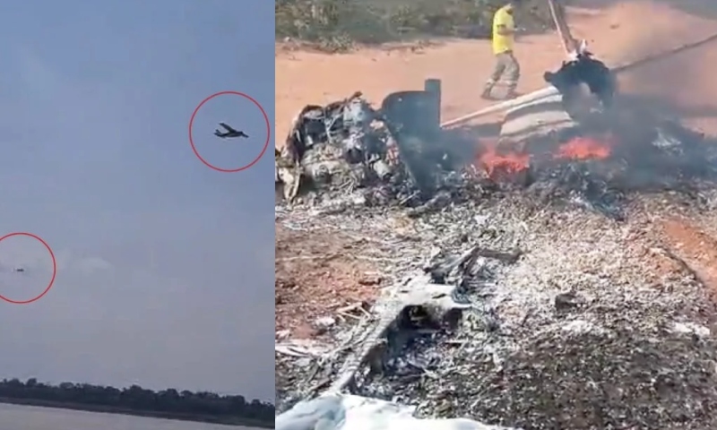 FAB derruba avião clandestino que invadiu território brasileiro: “caiu na BR-319”; veja vídeo