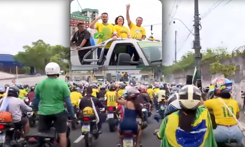 Multidão acompanha Bolsonaro em motocarreata pelas ruas de Manaus; veja vídeo