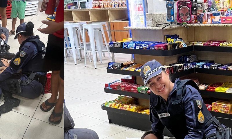 Guerreiros da PM ajudam mulher que p4riu dentro de loja de conveniência em Manaus; veja vídeo