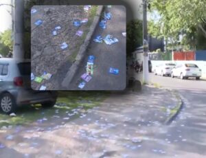 Escolas de Manaus amanhecem com "chuva de santinhos" nas ruas; veja vídeo