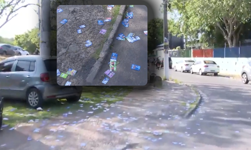 Escolas de Manaus amanhecem com “chuva de santinhos” nas ruas; veja vídeo