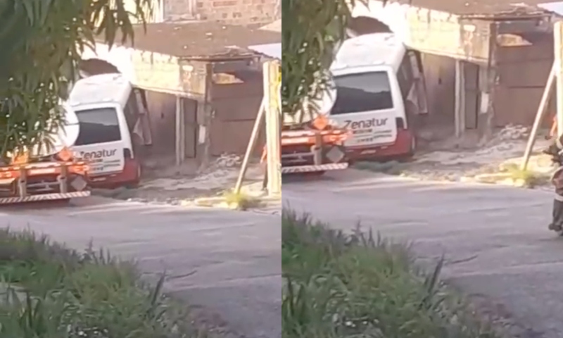 Micro-ônibus perde o controle e invade garagem na “ladeira da m0rte”, em Manaus; veja vídeos