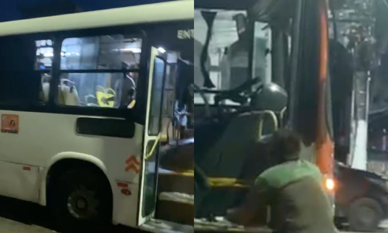 Com p4us e pedr4s, ‘galerosos’ caem na porr4da dentro de ônibus em Manaus; veja vídeo