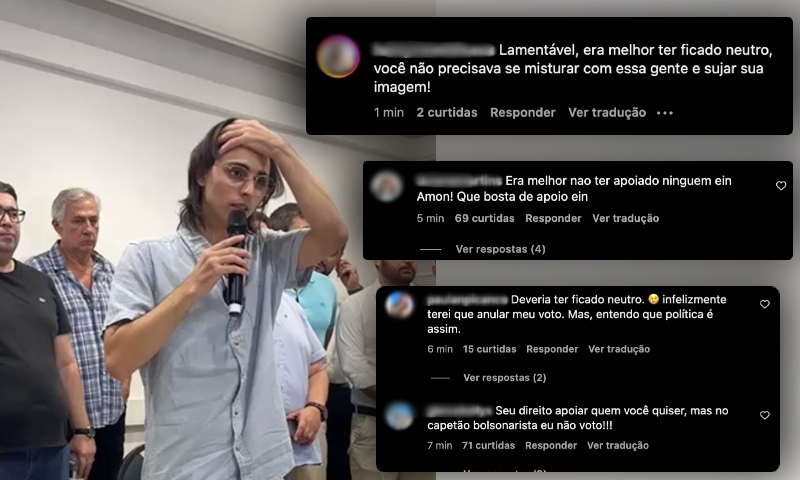 Amom é detonado por seus eleitores de esquerda após declarar apoio a Alberto Neto: “Era melhor ter ficado neutro”