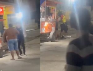 "Chamou pro X1 e amassou": a pei4 canta em frente a barraquinha de comida; veja vídeo