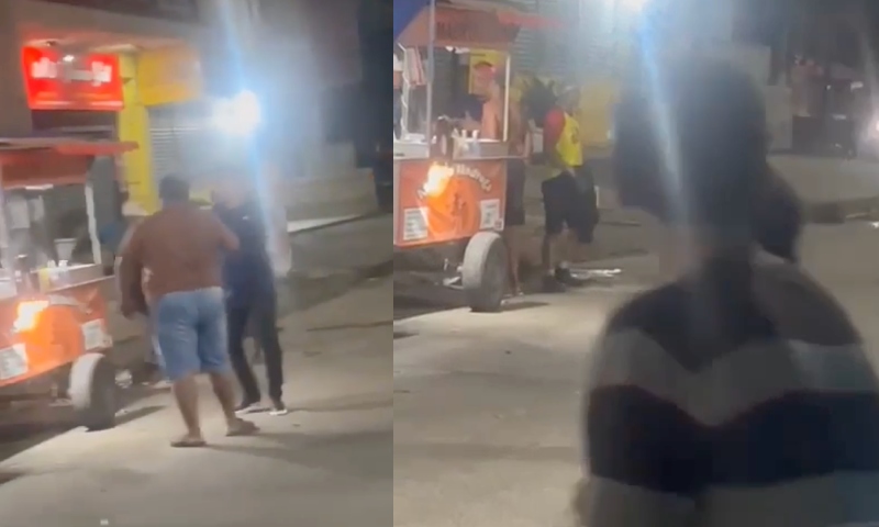 “Chamou pro X1 e amassou”: a pei4 canta em frente à barraquinha de comida; veja vídeo