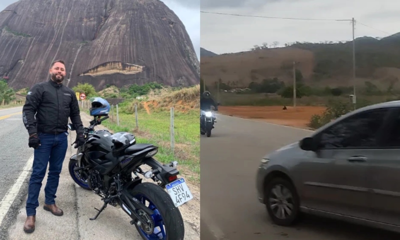 Acidente chocante: veja momento em que motoqueiro morre durante colisão frontal