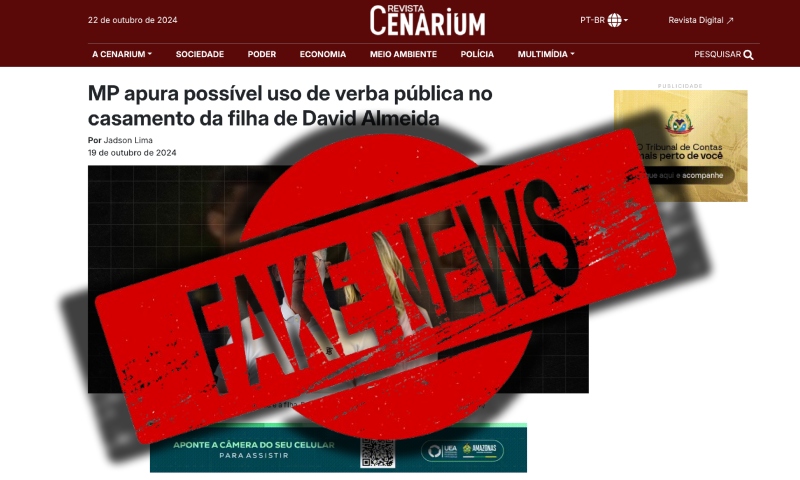 Ministério Público desmente Fake News da Cenarium e nega investigação sobre o casamento da filha do prefeito David Almeida