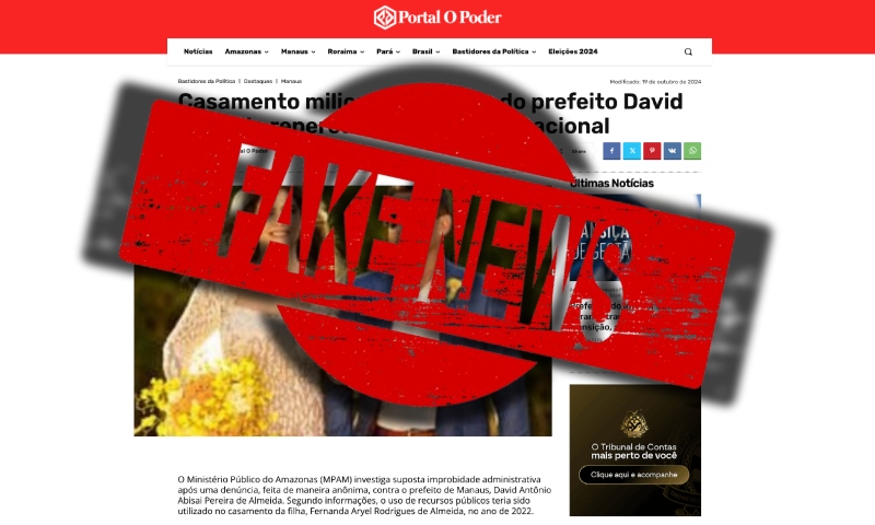 Ministério Público desmente Fake News do O Poder e nega investigação sobre o casamento da filha do prefeito David Almeida