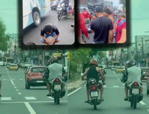 Tudo filmado: briga entre motoqueiros galerosos termina com idoso atropelado na Grande Circular; veja vídeo