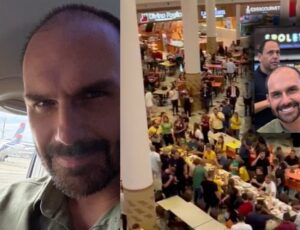 Deputado Eduardo Bolsonaro almoça no Manauara Shopping após desembarcar em Manaus