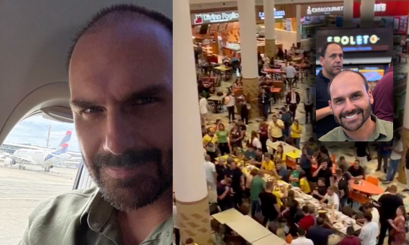 Deputado Eduardo Bolsonaro almoça no Manauara Shopping após desembarcar em Manaus