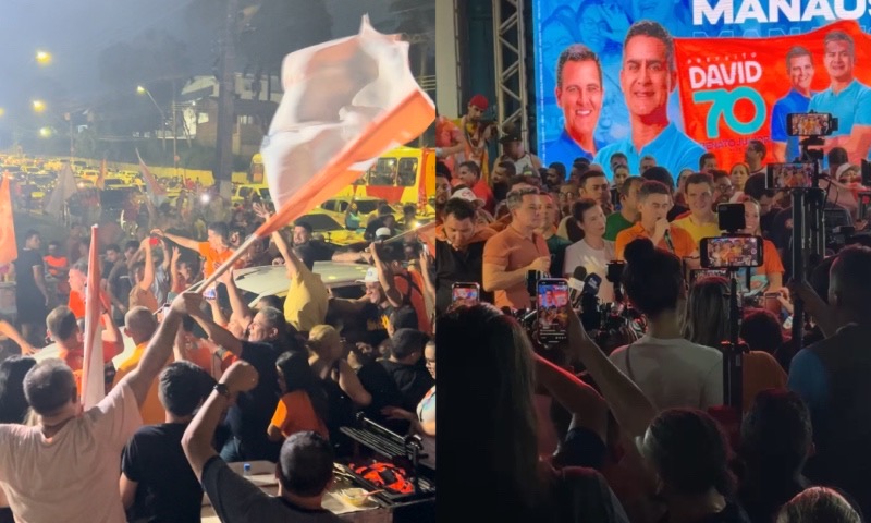 Prefeito David Almeida comemora reeleição ao lado de milhares de eleitores e agradece Manaus