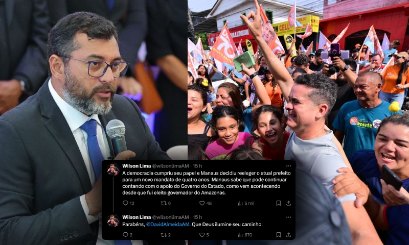 Governador Wilson Lima parabeniza vitória do Prefeito David Almeida nas urnas