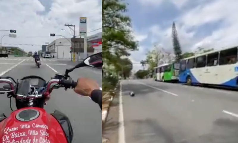 Vídeo chocante mostra momento em que ‘motoqueiro do grau’ morre ao fazer manobra no trânsito; veja