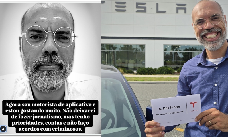 Após ter contas bloqueadas pelo STF, Allan dos Santos vira motorista de aplicativo da Tesla nos EUA; veja vídeo