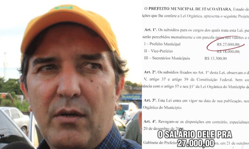 Vereador de Itacoatiara denuncia Mário Abrahim por tentar aumentar o próprio salário para R$ 27 mil: “inconstitucional!”; veja vídeo
