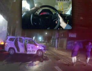 Policiais Militares disputam 'racha' na madrugada e causam acidente de trânsito; veja vídeo