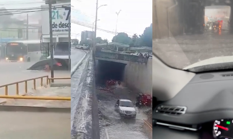 Ruas de Manaus se transformam em ‘rios’ durante forte chuva nesta quarta-feira (06); veja vídeo