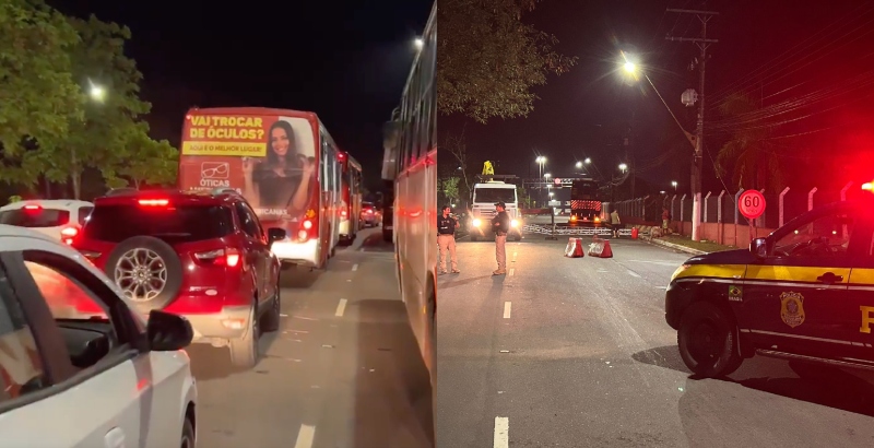 Acidente com carreta compromete trânsito na zona Leste de Manaus; veja