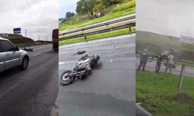 “Despedaçou o cara, meu Deus”: jovem cai de moto e morre esmagado em rodovia; veja vídeo