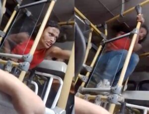 Venezuelana pula catraca de ‘busão’ em Manaus e faz barraco: "devuelve mi $ 10 dólares, mano!"; veja vídeo