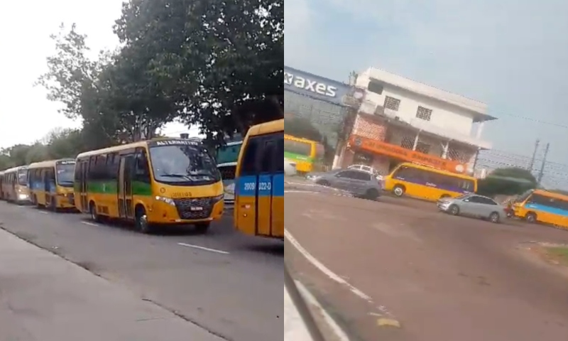 Ônibus “Amarelinhos” decretam greve geral em Manaus; veja vídeos
