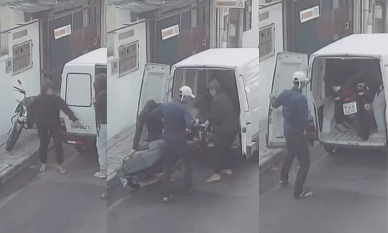 Ladrões estão usando carro baú para roubar motos no bairro Japiim, em Manaus; veja vídeo
