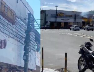 O último serviço: trabalhador morre eletrocutado enquanto pintava fachada de supermercado; veja vídeo