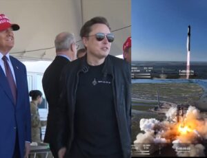 Trump faz história: primeiro presidente americano a comparecer ao lançamento de um foguete da SpaceX; veja vídeo