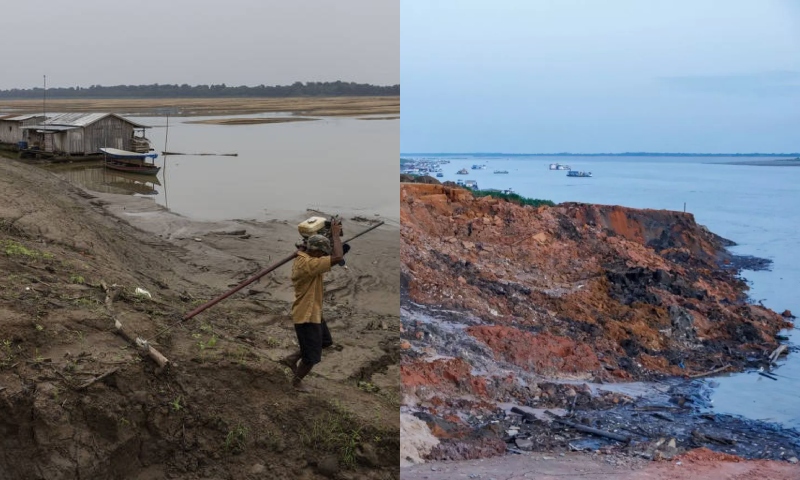 Crise no Rio Solimões: após pior seca em 42 anos, nível das águas continua baixo e erosão cria deslizamentos
