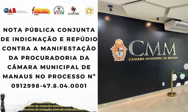 Entidades emitem nota de repúdio e acusam concurso da Câmara Municipal de Manaus de racismo; veja