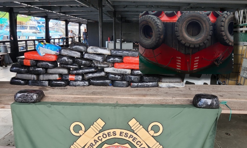 Polícia Federal encontra 43kg de cocaína escondidos em pneu de barco em Tabatinga