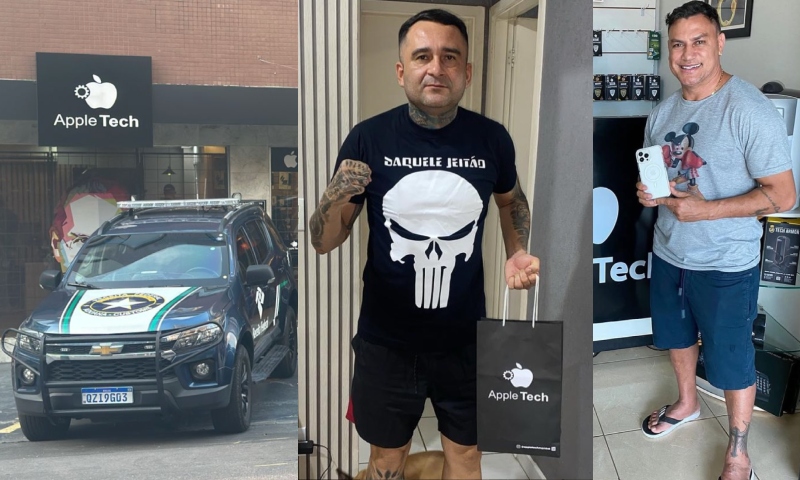 Sargento Salazar e Popó são garotos-propaganda da Apple Tech, loja alvo da PF e Receita Federal em Manaus