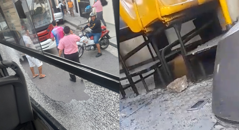 Confusão após acidente com ônibus termina com passageira atingida por pedrada na cabeça em Manaus; veja vídeos