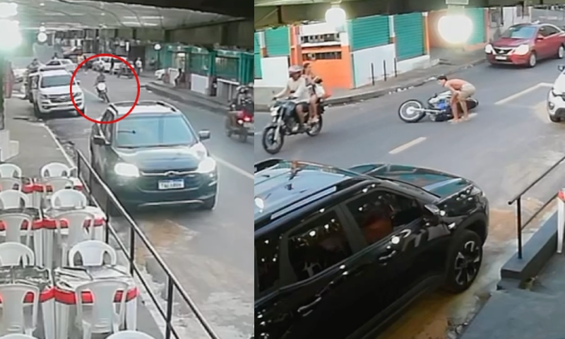 “Vida Loka” da Compensa perde controle de moto e acaba ralado no asfalto; veja vídeo