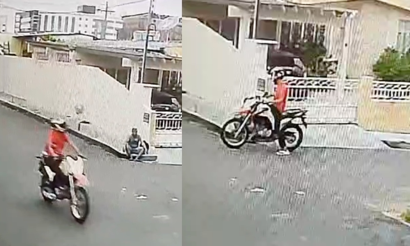 Revoltante: veja momento em que motoqueiro ‘enviado do capeta’ assalta humilde pedreiro em Manaus