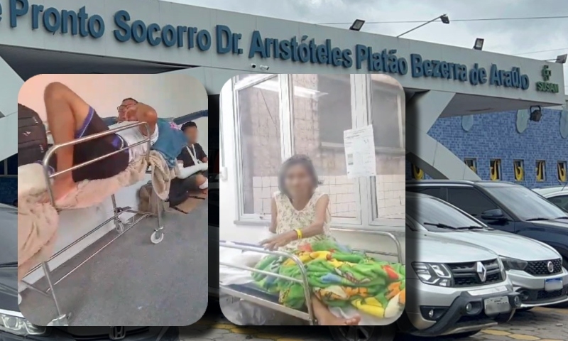Pacientes são jogados no corredor e por falta de macas deitam em papelão no Platão Araújo; veja vídeo