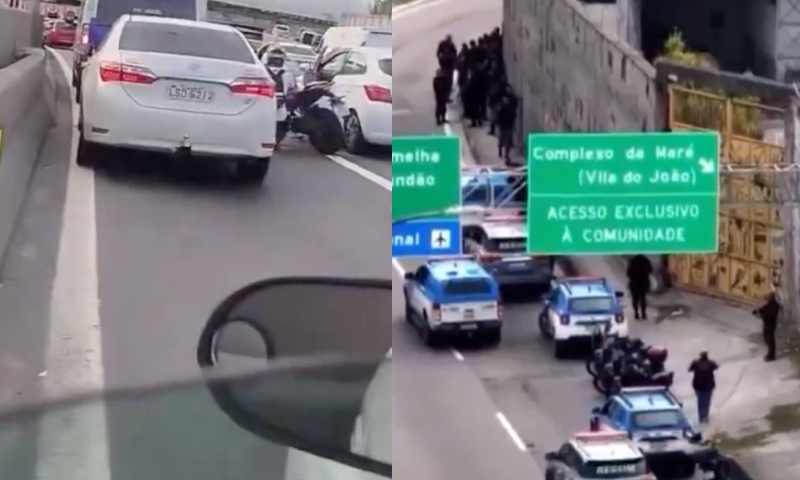 Tiroteio entre traficantes e policiais paralisa o trânsito no Complexo da Maré; veja vídeo