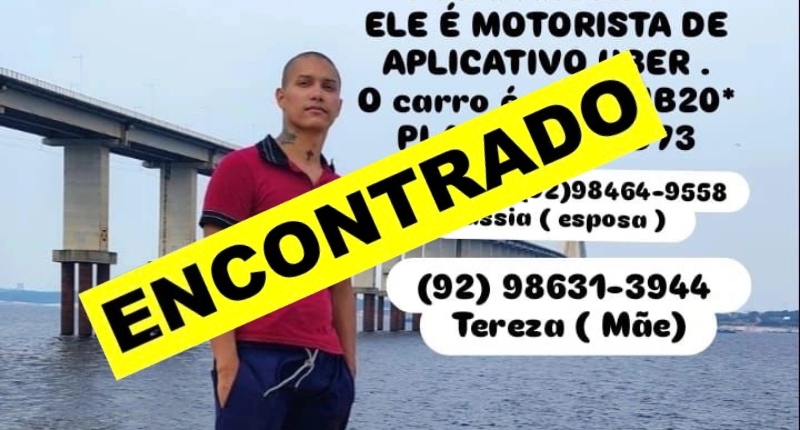 Após reportagem do CM7, motorista de app que estava desaparecido é localizado com vida em Manaus