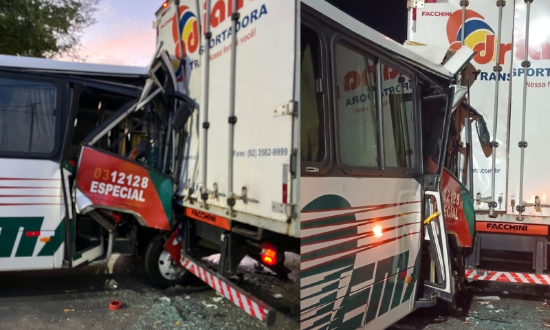 Acidente envolvendo caminhão e Rota na Autaz Mirim deixa ônibus destruído; veja vídeo