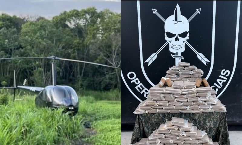 Polícia Federal apreende helicóptero com mais de 250 kg de drogas no interior do Amazonas