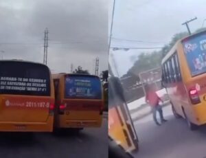 Motoristas de Amarelinhos fecham rua em Manaus 'pra sair na porrada'; veja vídeo