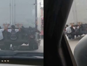 "Rolezinho perigoso" vira moda: ‘amostradinhos’ se penduram na traseira de caminhão no Jorge Teixeira; veja vídeo