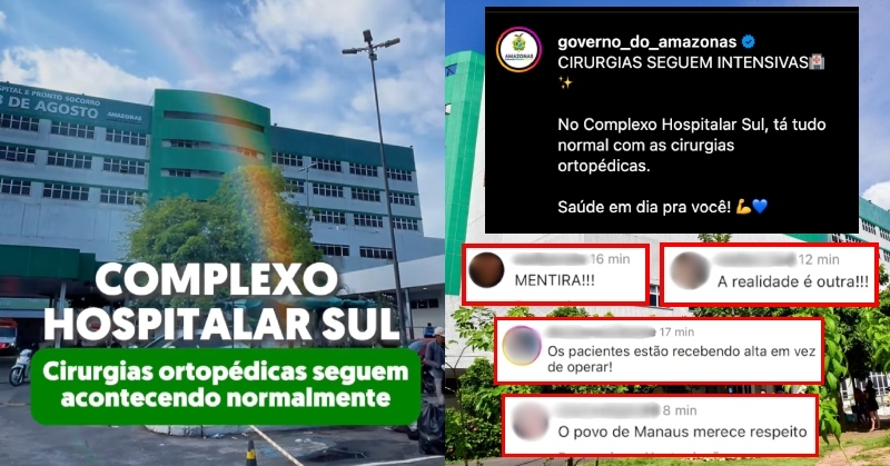 Governo do AM é desmascarado pela população após afirmar que cirurgias acontecem normalmente no 28 de Agosto; veja vídeo