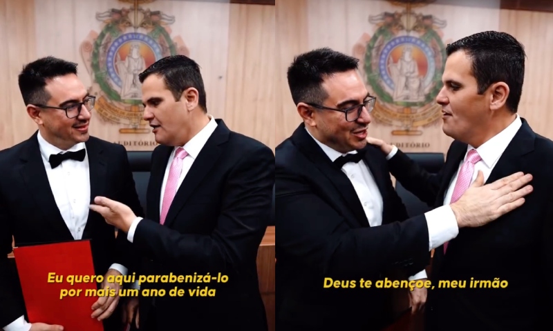 ‘Democracia e Nobreza’: Renato Junior parabeniza Rodrigo Guedes pelo aniversário durante diplomação; veja vídeo