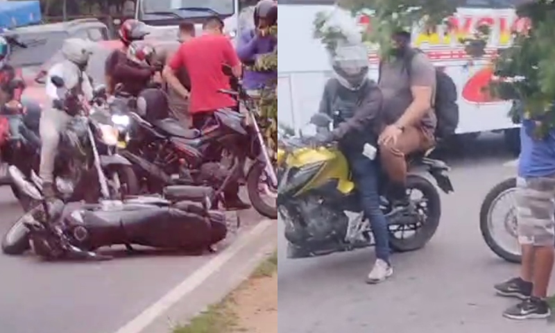 Motoqueiro fica agonizando no chão após grave acidente em avenida de Manaus; veja vídeo