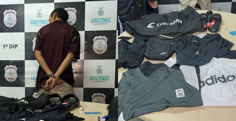 A casa caiu: “mão leve” é preso após fazer a limpa na Centauro do Manauara Shopping